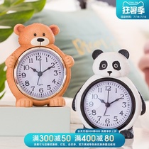 Childrens cartoon animal Panda alarm clock clock bedroom students with creative desk clock Household desk clock pendulum desktop ornaments