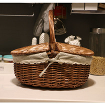 Picnic basket Fuji pastoral with liukygift basket bamboo wrapper basket with hand-held basket