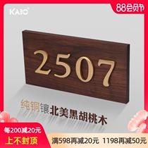 Custom house number Brass word black walnut wood Japanese-style bed and breakfast hotel villa solid wood household store listing