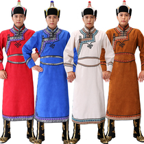 Handmade Mongolian clothing mens traditional Mongolian daily life robes imitation deerskin minority costumes