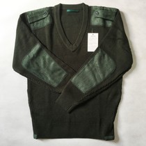Army Green Pure Wool Olive Sweater V-collar Officer Business Leisure Occupation Winter Thickened Semi-Turtleneck Cardigan