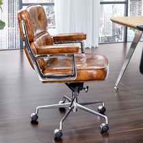Eames leather boss chair Home computer chair Comfortable backrest office chair Modern simple lifting Robin swivel chair