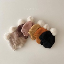 ins Korea winter New Baby cute hair ball wool ear protection for men and women baby warm hat