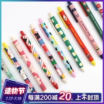 Romane Korean stationery Cute cartoon telescopic ballpoint pen Press ballpoint pen Neutral oil pen 0 38 black