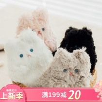 South Korean Livework soft cat cat cute kitty plush zip containing bag makeup bag pen bag stationery bag