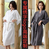 Hotel cotton bathrobe mens and womens bathrobe beauty salon cotton robe water absorption breathable non-hair custom embroidered logo