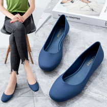 2021 rainy season new womens rain shoes summer flat heel soft bottom Baotou jelly shoes plastic shallow mouth waterproof shoes non-slip single shoes