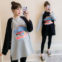 Pregnant womens autumn suit fashion long sleeve T-shirt maternity dress tide spring and autumn coat womens belly