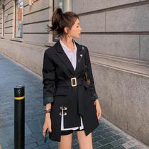 Lecea Alice black blazer womens 2021 autumn new design sense niche waist waist suit top