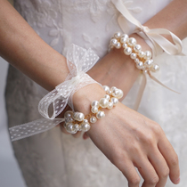 INS hipster beautiful pearl bracelet bridal bridal bridesmaid sister group Mori wrist flower hipster opening ceremony