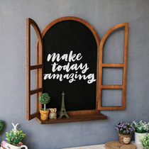 American country retro old fake window blackboard wall wall partition shelf coffee clothing store wall decoration message