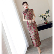 Linxiu old Shanghai retro temperament everyday can wear small floral thin cotton cotton long Cheongsam womens summer modified dress