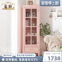 Light Lavish Single Door Pink Bookcase With Door Set Bookcase Bookcase Book Room Glass Cupboards for display case