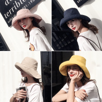 Sunscreen sun fisherman hat female summer Korean version tide anti-ultraviolet Japanese face-covering hat big edge fashion sunshade all-match