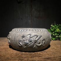 Antique stone carving Shanxi blue stone carving dark eight fairy retro stone basin flower pot home furnishings