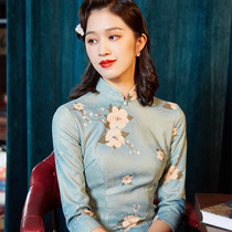Dola Bana elegant cheongsam autumn clothes 2021 new female retro Chinese style temperament mother improved long model