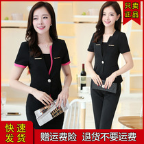 Summer foot bath health club beautician overalls Womens short-sleeved professional suit suit Hotel front desk tooling uniform