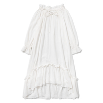 Tokyo Garden Sweet Light Retro Fairy Double Cotton Lace Long Sleeve Long Sleeve Dress Solid Color Home Sleeping Dress