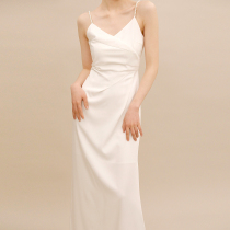 TANSSHOP white dress dress new bead harness Folds Waist Design Side Open Fork Long Skirt Dress Dress