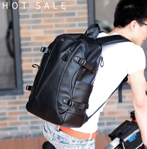 High-end mens backpack leather backpack fashion Korean version sports leisure travel large capacity student school bag Mens bag