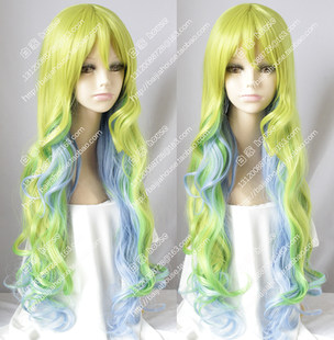 Blue curly wavy wig, cosplay