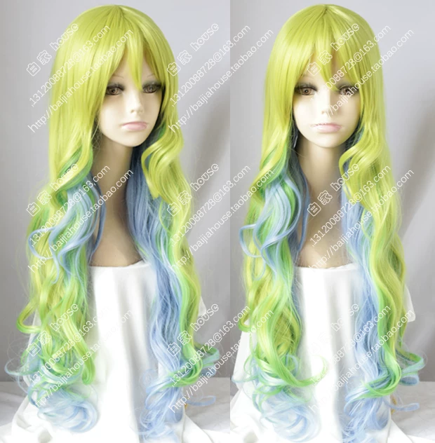 Blue curly wavy wig, cosplay