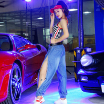 Sexy jazz dance clothing thin bar bundy clothes women loose hollow hip-hop hip-hop hip-hop womens group performance suit suit