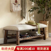 American full solid wood shoe stool shoe cabinet shoe stool soft bag bed tail stool porch stool leisure bench foyer shoe stool