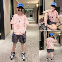 South Korean childrens summer clothes boy short sleeve suit 2022 new handsome young boy ocean gas Korean version of red tides child clothing