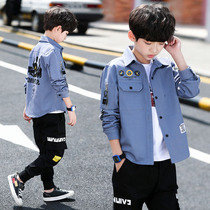 Korean childrens clothing boys spring and summer shirts 2021 new Korean version of the big boy boys foreign shirt Korean version of the tide