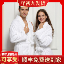 Bathrobe cotton towel material nightgown for men and women couples cotton padded long absorbent bathrobe autumn and winter hotel adults