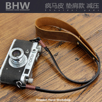 BHW French original creation retro camera strap handmade cowhide micro single shoulder strap genuine leather crazy horse leather decompression rope