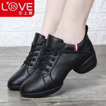 Love Dance 2022 Chunqiu Breathable Square Dance Shoes Genuine Leather with Dance Shoe Girls Soft Bottom Adult Water Soldiers Dancing Shoes