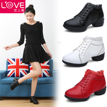 Romance Dance 2022 Seasons Square Dance Shoes Women Genuine Leather Soft Bottom Hollowed-out Breathable Dance Shoes Jazz Jumps Womens Shoes