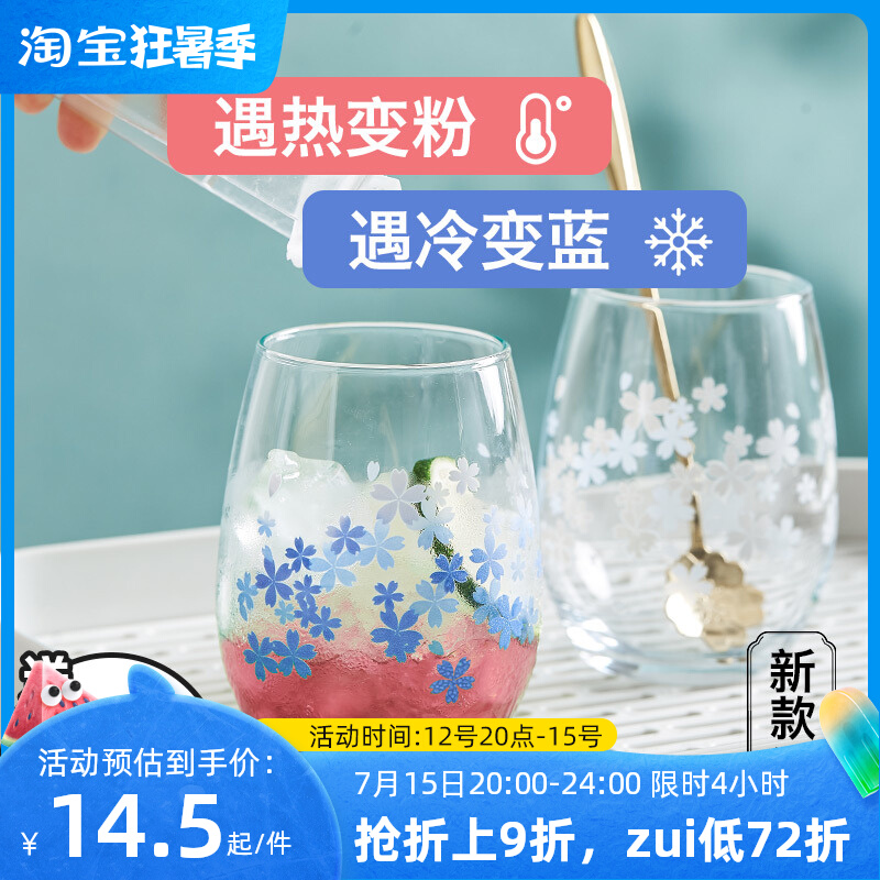 インターネット有名人インガラス家庭用ホットとコールド変色カップクリエイティブパーソナリティトレンドウォーターカップ女性かわいい日本のティーカップ