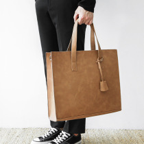 Leather horizontal fashion all-match cowhide tote bag trend messenger handbag mens shoulder bag mens bag