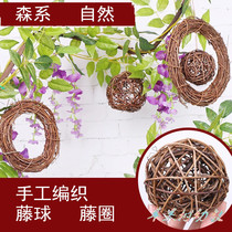 Kindergarten decoration corridor charm Hanging vine ball rattan ring weaving retro fresh handmade ring create pastoral style