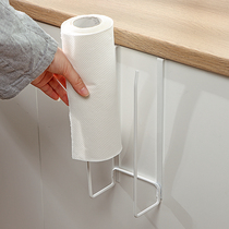 Kitchen roll paper rack Non-perforated cabinet tissue rack Wrought iron wall-mounted towel rag cling film storage shelf