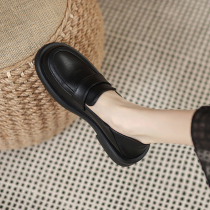 Total Genuine Leather Lego Shoes Women 2022 Spring Autumn New soft leather flat-bottomed jk small leather shoes Inn Wind Foot Pedal Single Shoes