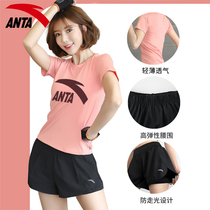 Anta Sports Suit Women Short Sleeve Shorts Officer Net Flagship Spring New Speed Dry Fitness Running Casual Sportswear