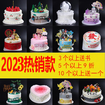 Birthday cake model simulation 2023 new net red cartoon fruit fake cake plastic window display samples