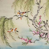 Chinese painting finished flower and bird painting Four-foot bucket square lowercase Italian painting Pure hand-painted authentic painting core Unfixed no style hanging painting 0582