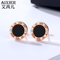 Black Earrings Female Sterling Silver Temperament Rose Gold 2021 New Tide Earrings Premium Simple Summer Ear Jewelry