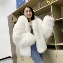 Fox Fur Bifacial Leather Grass Jacket Female Tandem Hat Bat Cuff Loose Mid-Length 2022 Autumn winter imported fur weave