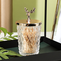 Creative light luxury crystal glass toothpick box personalized home table toothpick tube high-end storage cotton visa can set