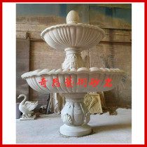 Sandstone fountain new double-layer water wall sculpture European landscape waterbasin sandstone outdoor large fountain