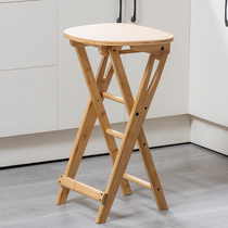 Solid wood folding household multifunctional kitchen stool high stools folding stool bar stool saving space portable modern simplicity