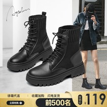 Martin boots female 2021 summer thin new style English thick-soled leather spring and autumn boots small autumn boots