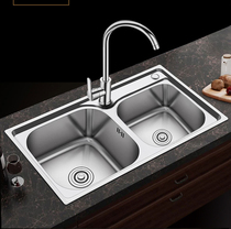 Kitchen 304 stainless steel sink double tank thickened one-piece manual single pool dishwashing basin wash basin