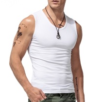Cotton bottomed vest mens summer sleeveless T-shirt wear trend wide shoulder waistcoat sleeve tight fit sports waistline tide